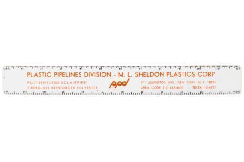 ML SHELDON PLASTIC PIPELINES SCLAIRPIPE NY PLUMBING SUPPLY Advertising RULER