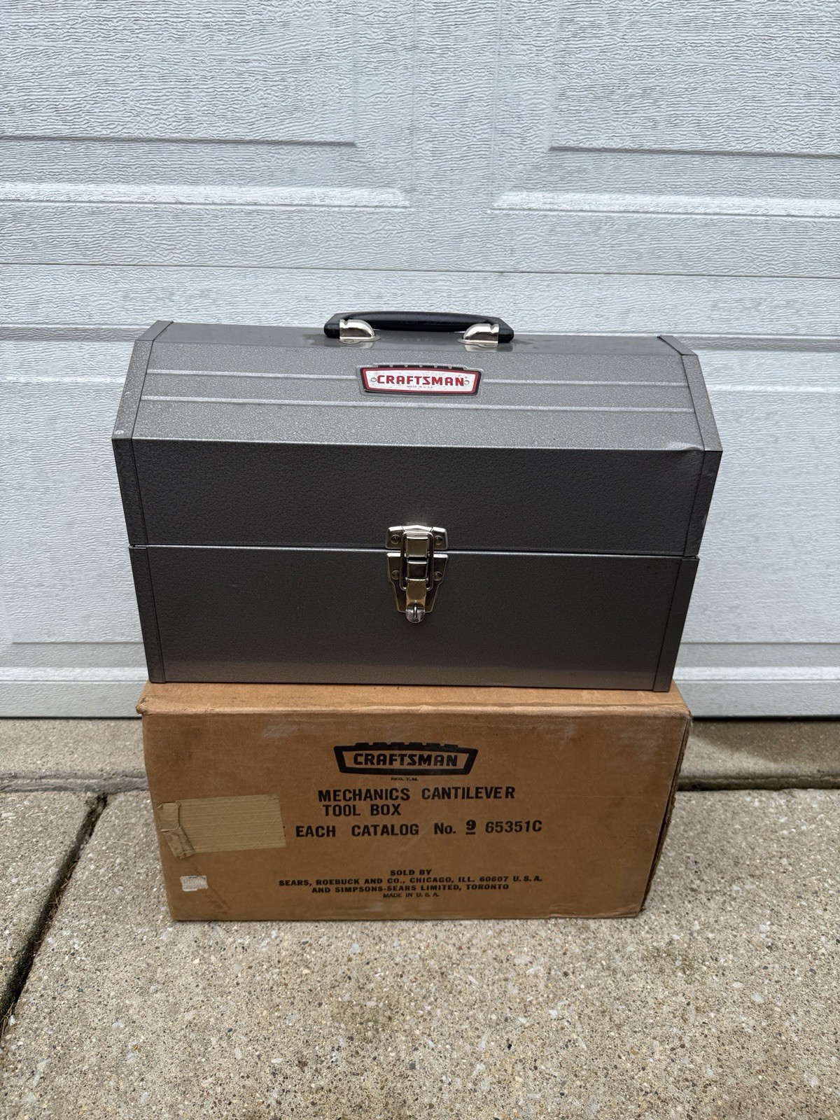 Sears Craftsman USA NOS Mechanics Cantilever Tool Box Portable Steel Tote 65351