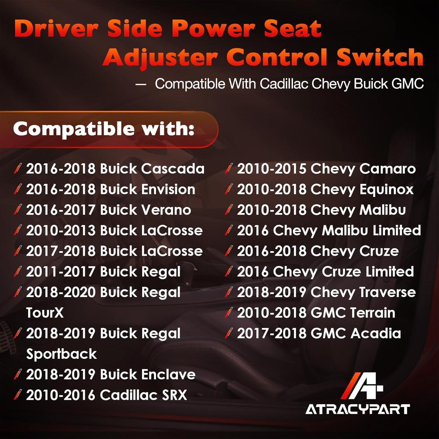 Front Left Driver Side Power Seat Control Switch for 2010-2019 Chevrolet