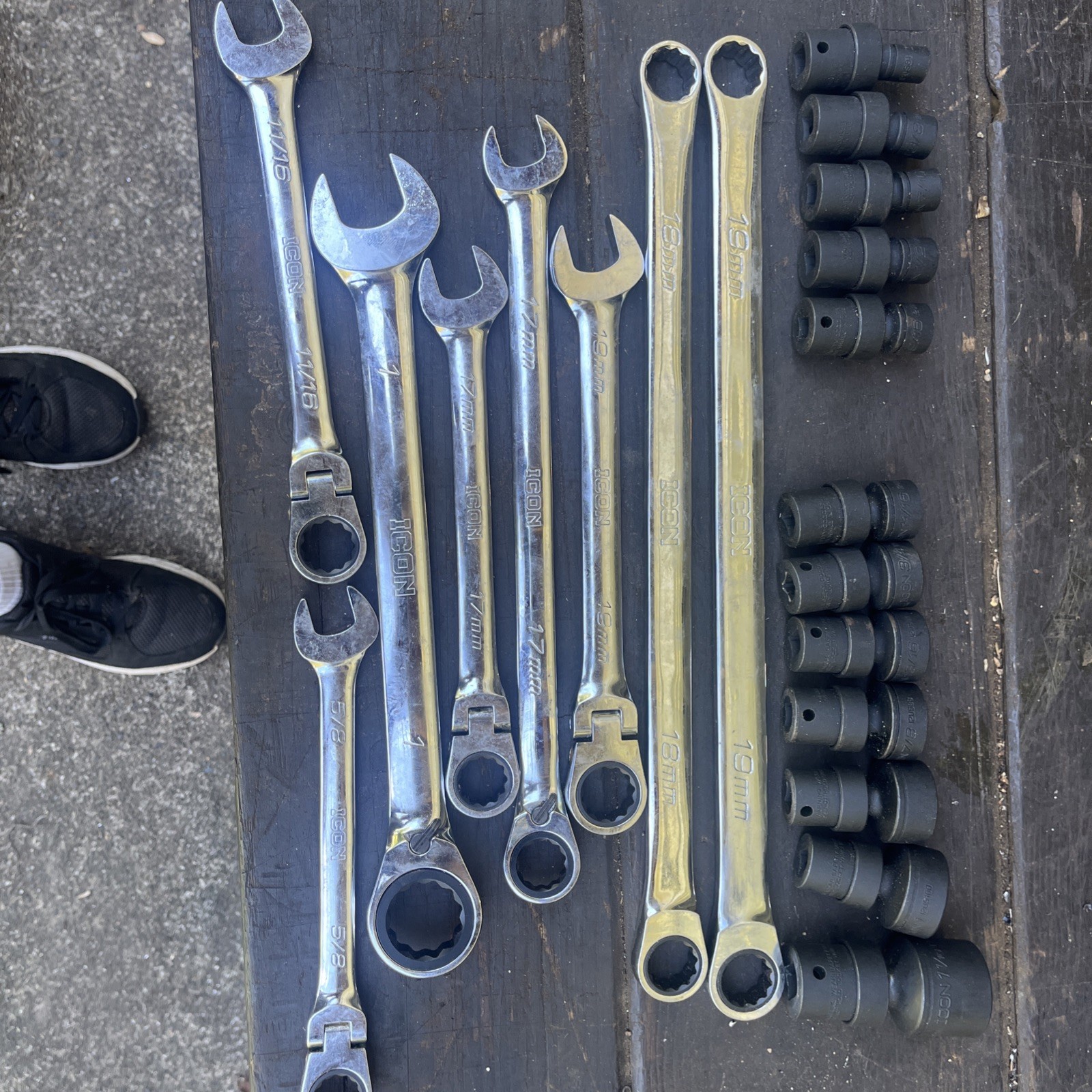 Group Of Icon Impact Sockets And Ratchet Wrenches