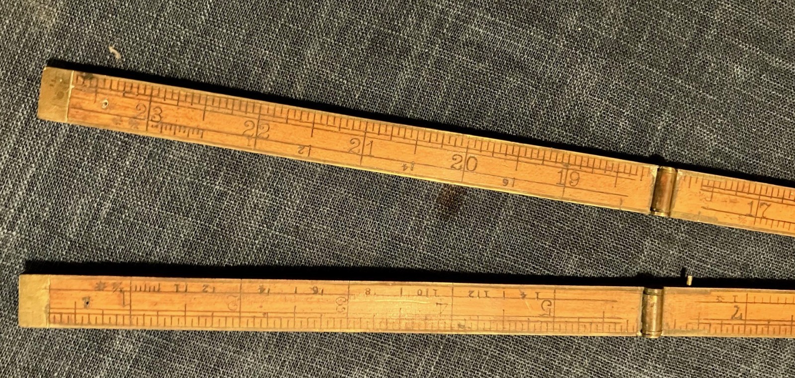 Antique STANLEY No. 62, 4 fold 24 inch rule ruler Pre 1920~ Boxwood and Brass