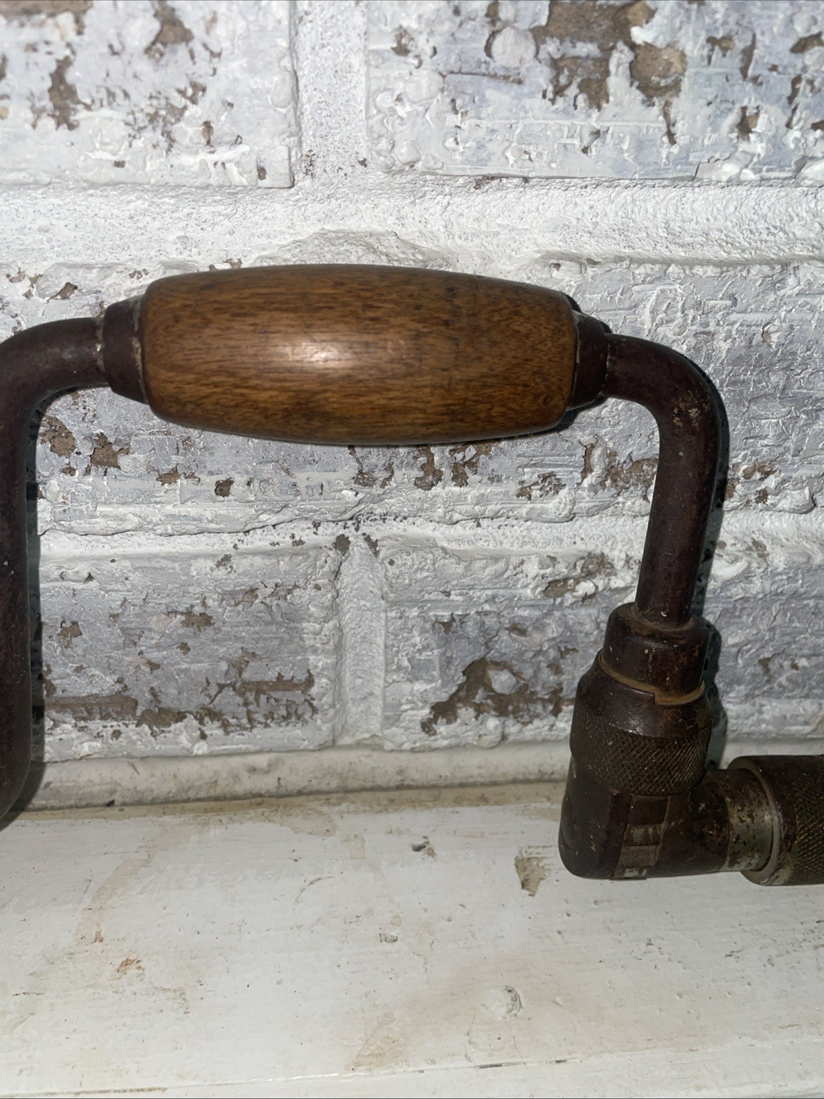 Vintage VICTOR HAND CRANK Drill Brace Wood Handle Knob Patina. No. 945 – 8 in