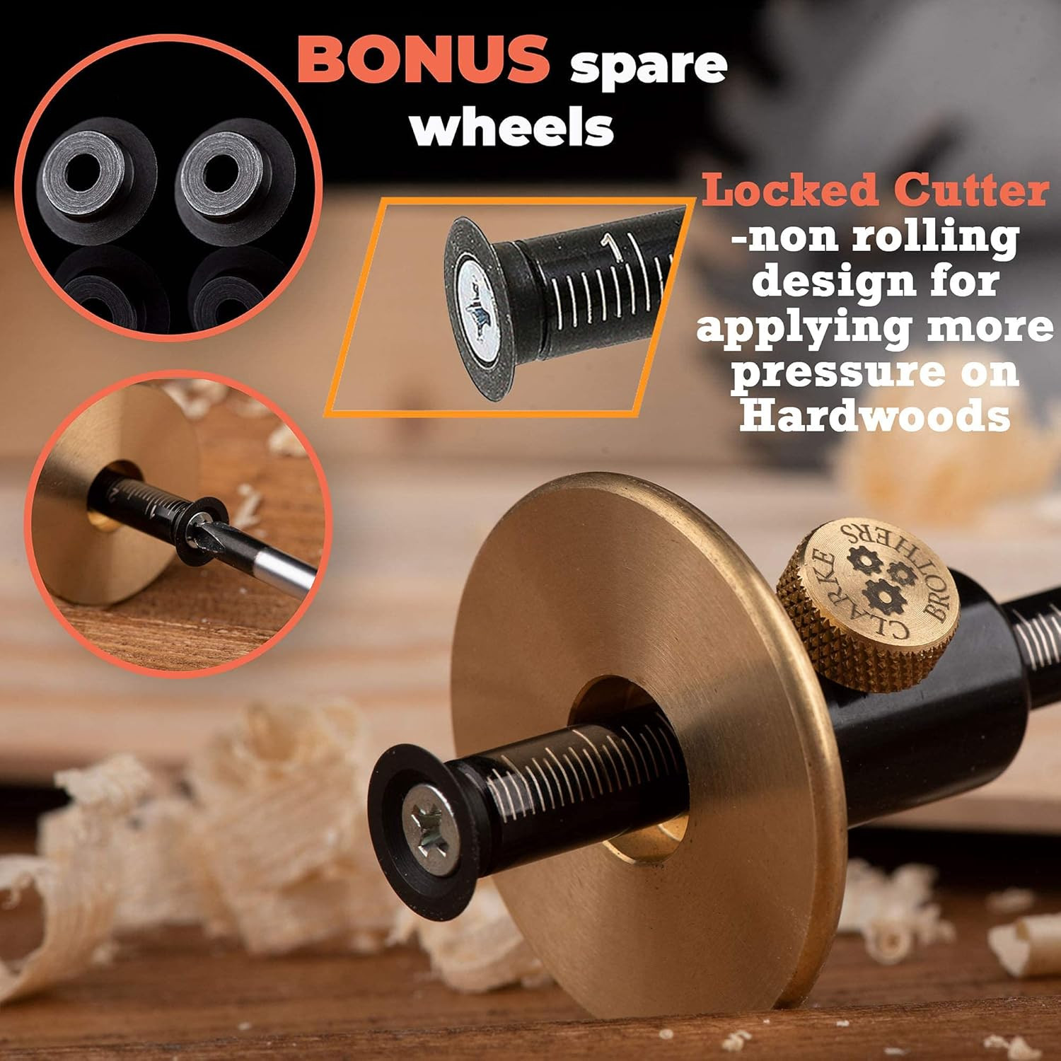 Wheel Marking Gauge – Woodworking Marking Scriber Kit with 2 Replacement Cutters