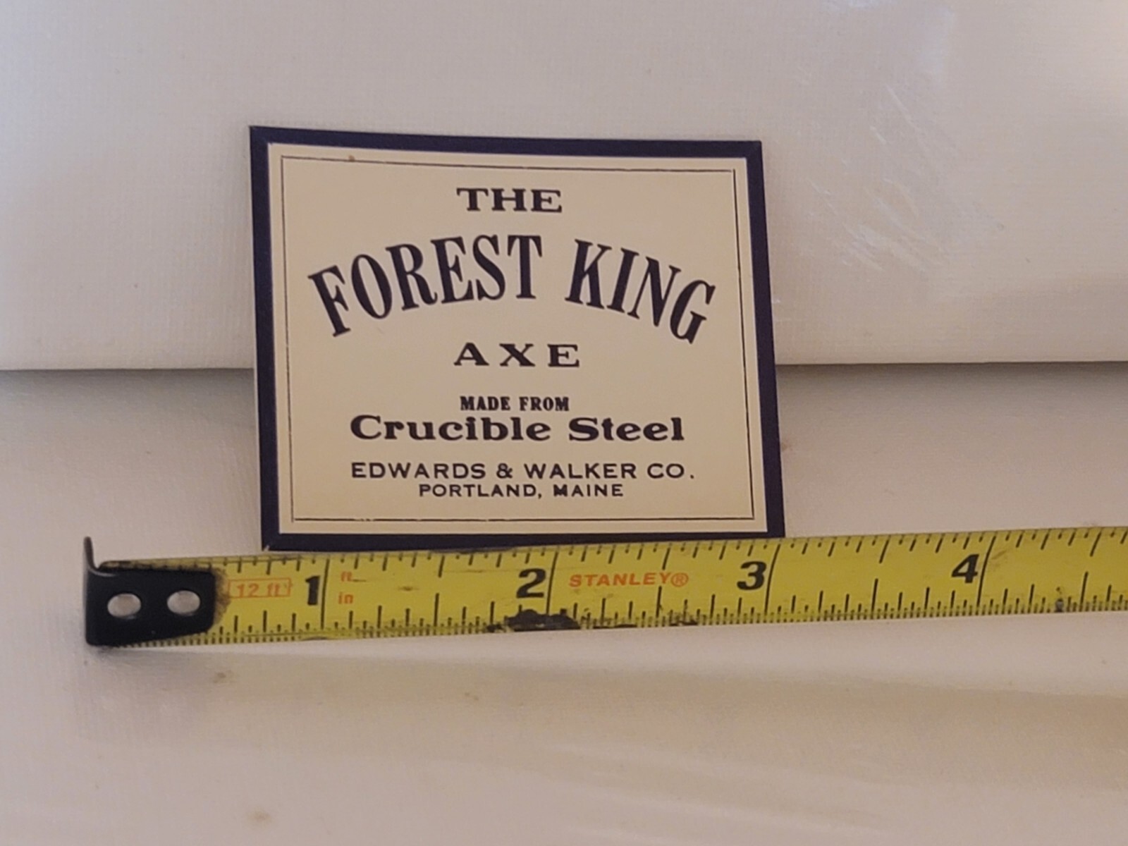 axe label FOREST KING axe Label RARE MINT CONDITION