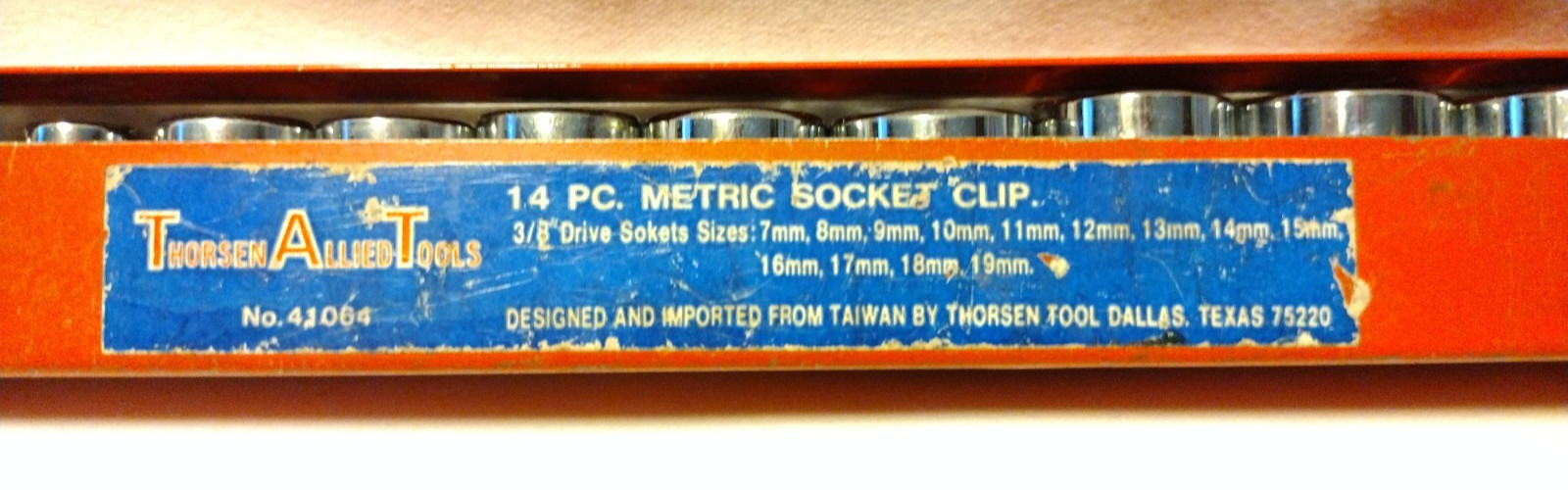 Vtg Thorsen USA Metric 12 Point 3/8” Drive 12 Pcs Socket Set Missing 9 & 10mm B2