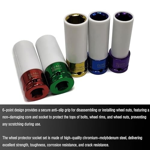 5PCS 1/2″ 15mm 17mm 19mm 21mm 22mm Impact Drive Lug Nut 5PCS 15 17 19 21 22mm