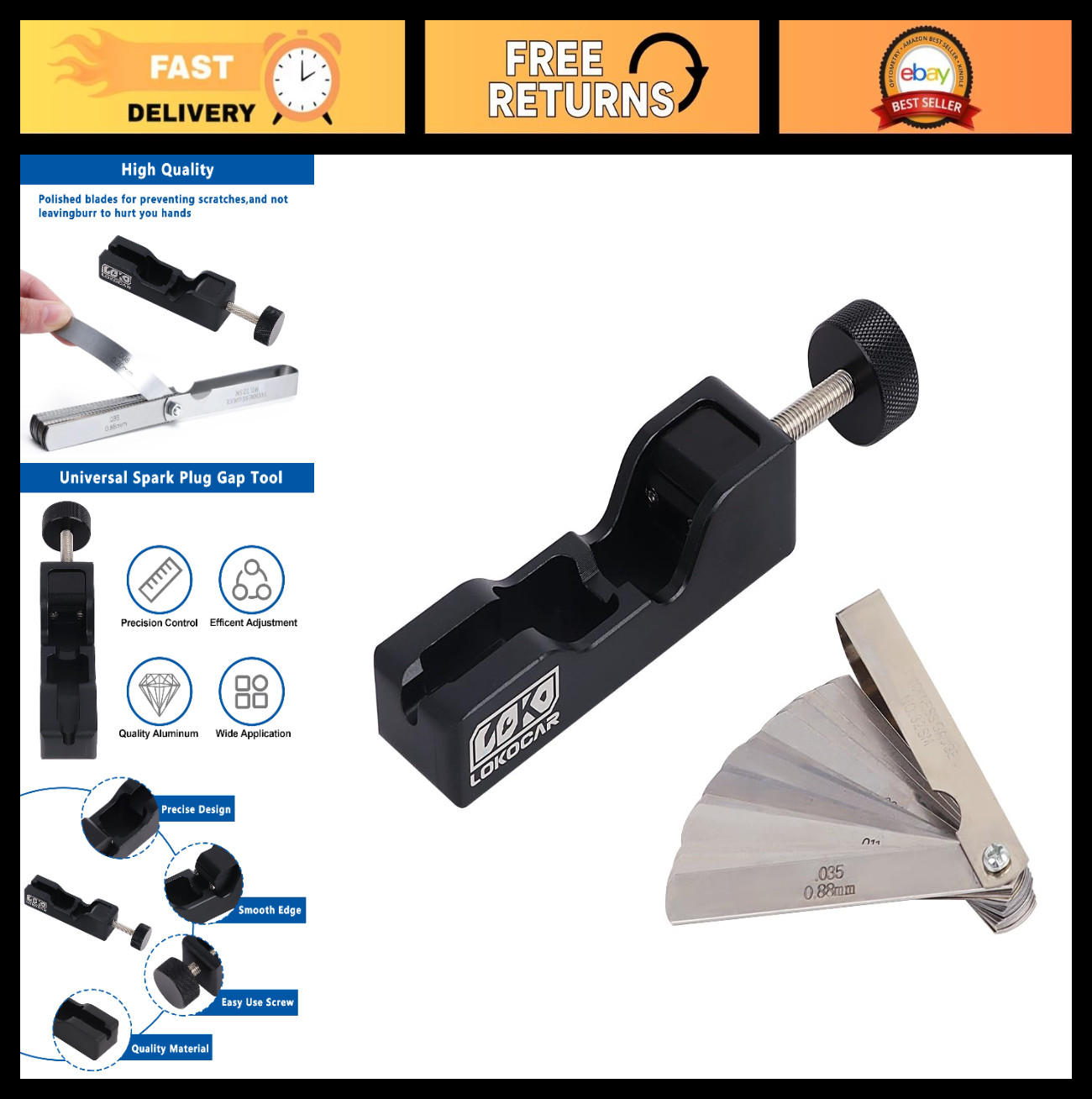 Universal Spark Plug Gap Tool & Feeler Gauge – 32 Blades for 10mm 12mm 14mm 16mm