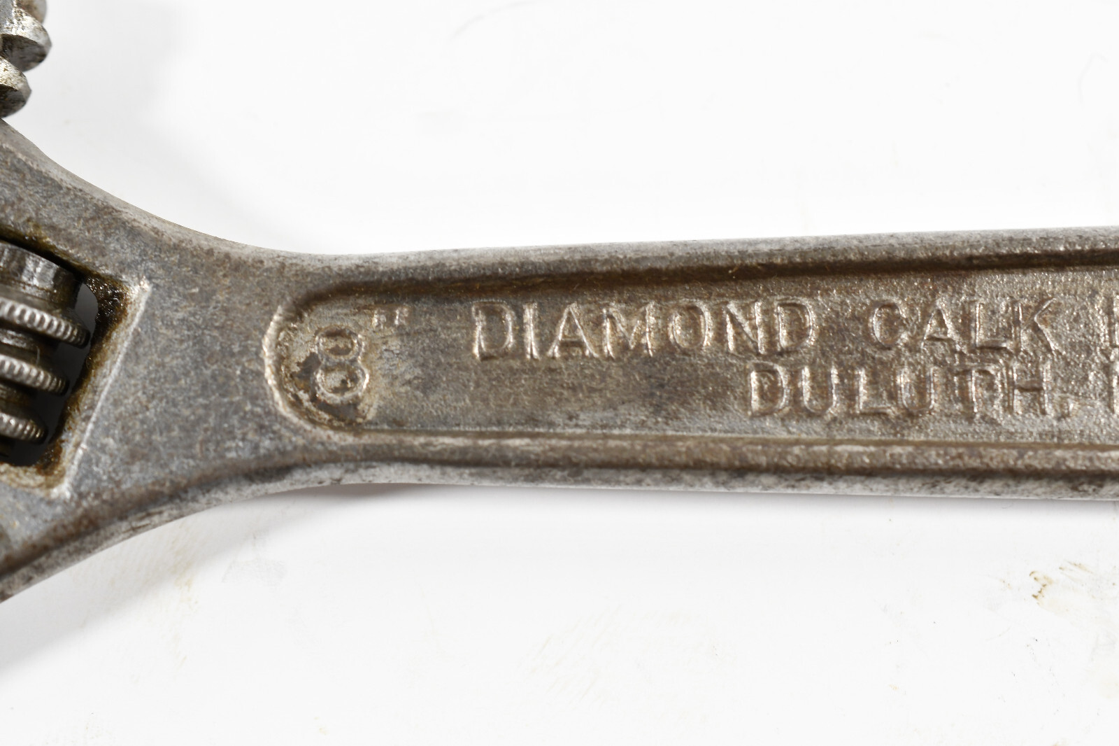 Vintage DIAMOND CALK & HORSESHOE 8” Adjustable Wrench, 9/16 box end USA M1428