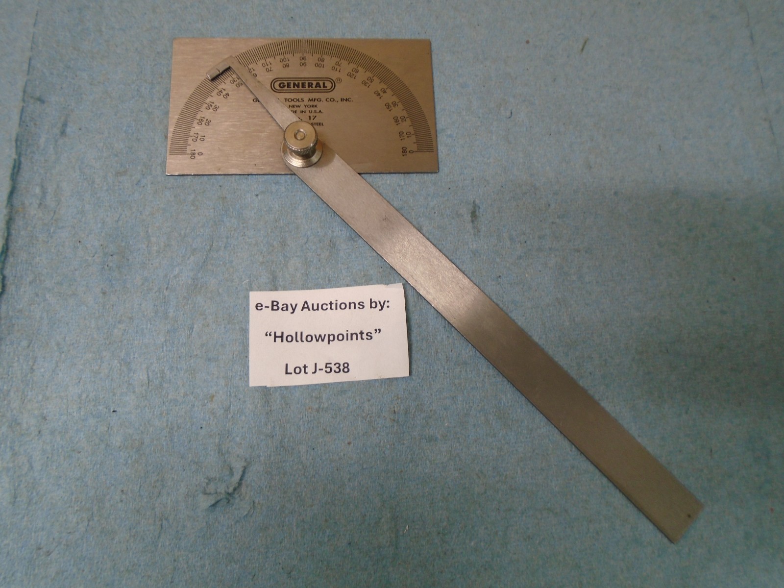 General Hdwe. USA Stainless Steel Protractor Angle Gage Gauge No. 17 Nice ! J538