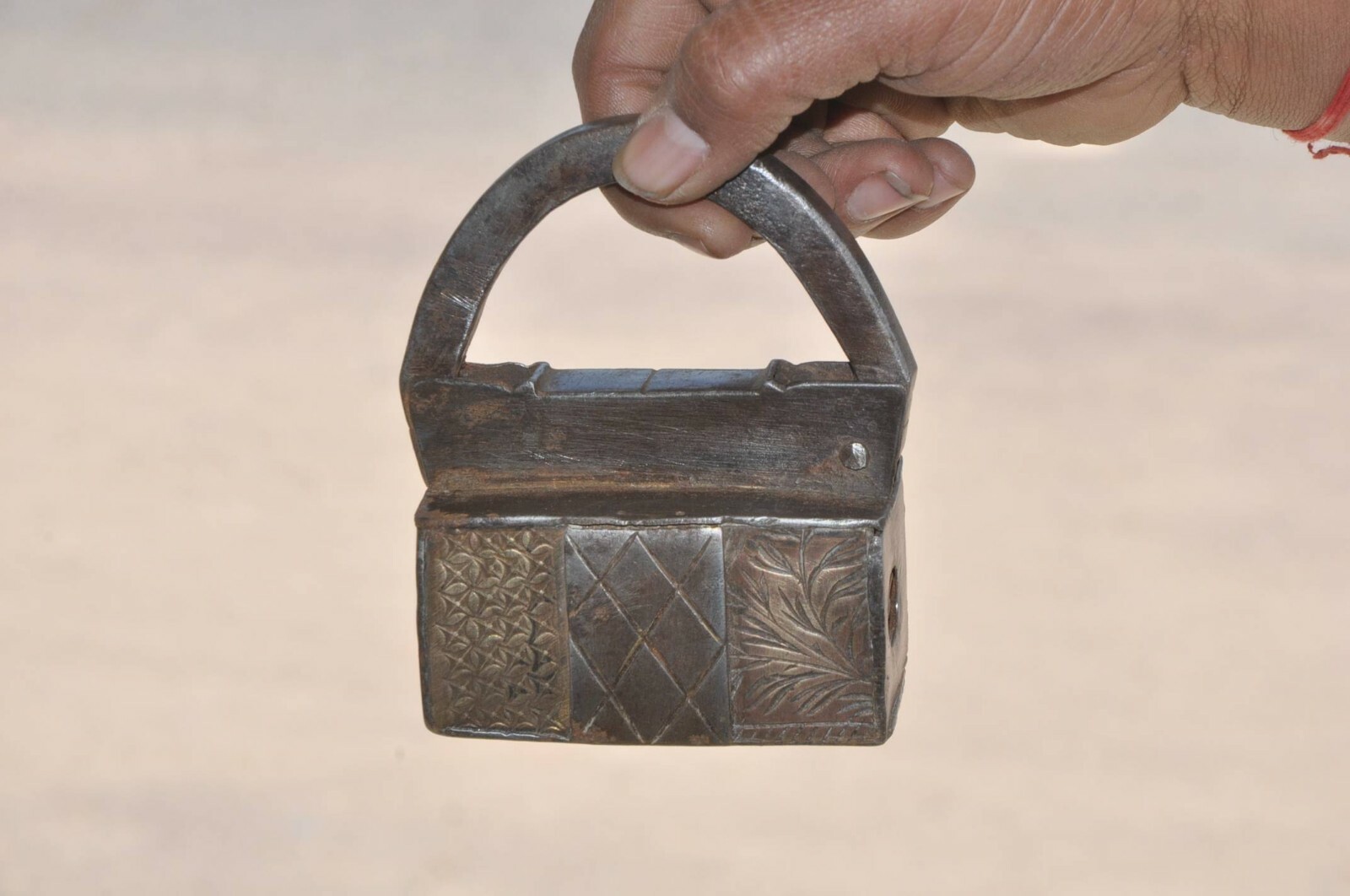 Vintage Iron Solid Handcrafted Brass Fitted Screw System Padlock, Rich Patina