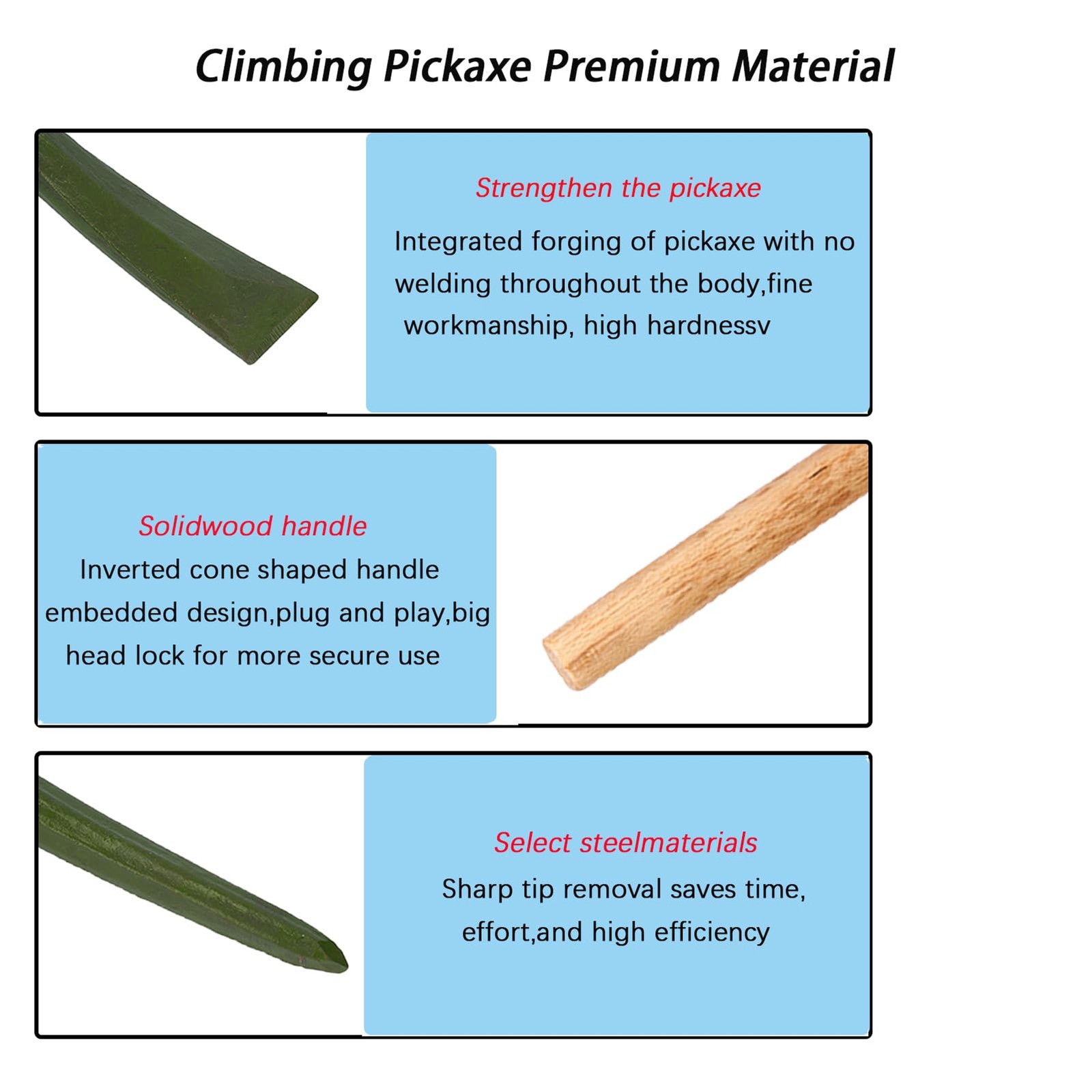 Forged Pick Axe with Non-Slip Handle for Gardening Camping Digging | Heavy Duty