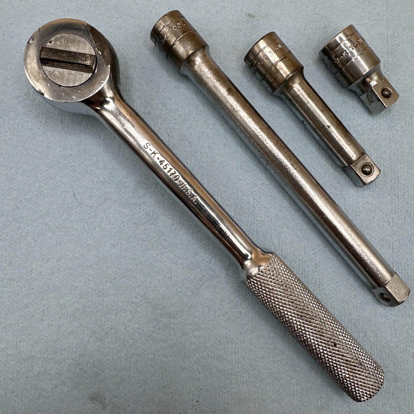 SK Tools USA 3/8” Drive Ratchet Plus 3 Extensions 6” 3” 1” 45170