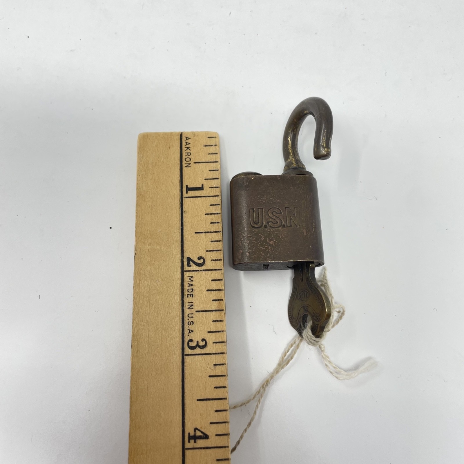 Antique Military USN U S Navy Padlock Lock With Key Independence Lock Co. Vint.