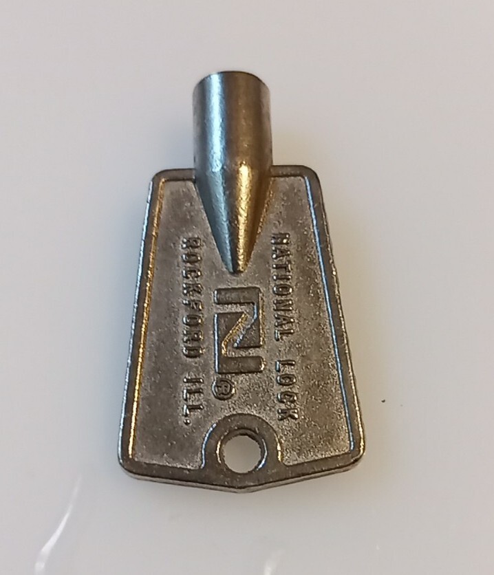 Vintage National Lock Freezer Key Silver Metal Rockford IL
