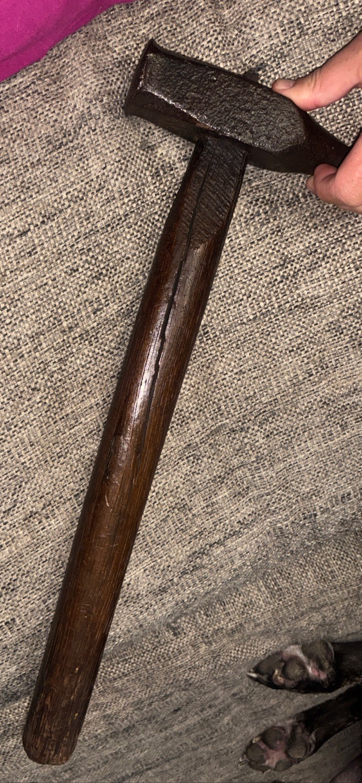 Antique primitive hand forged blacksmith forging hammer Very Heavy Large