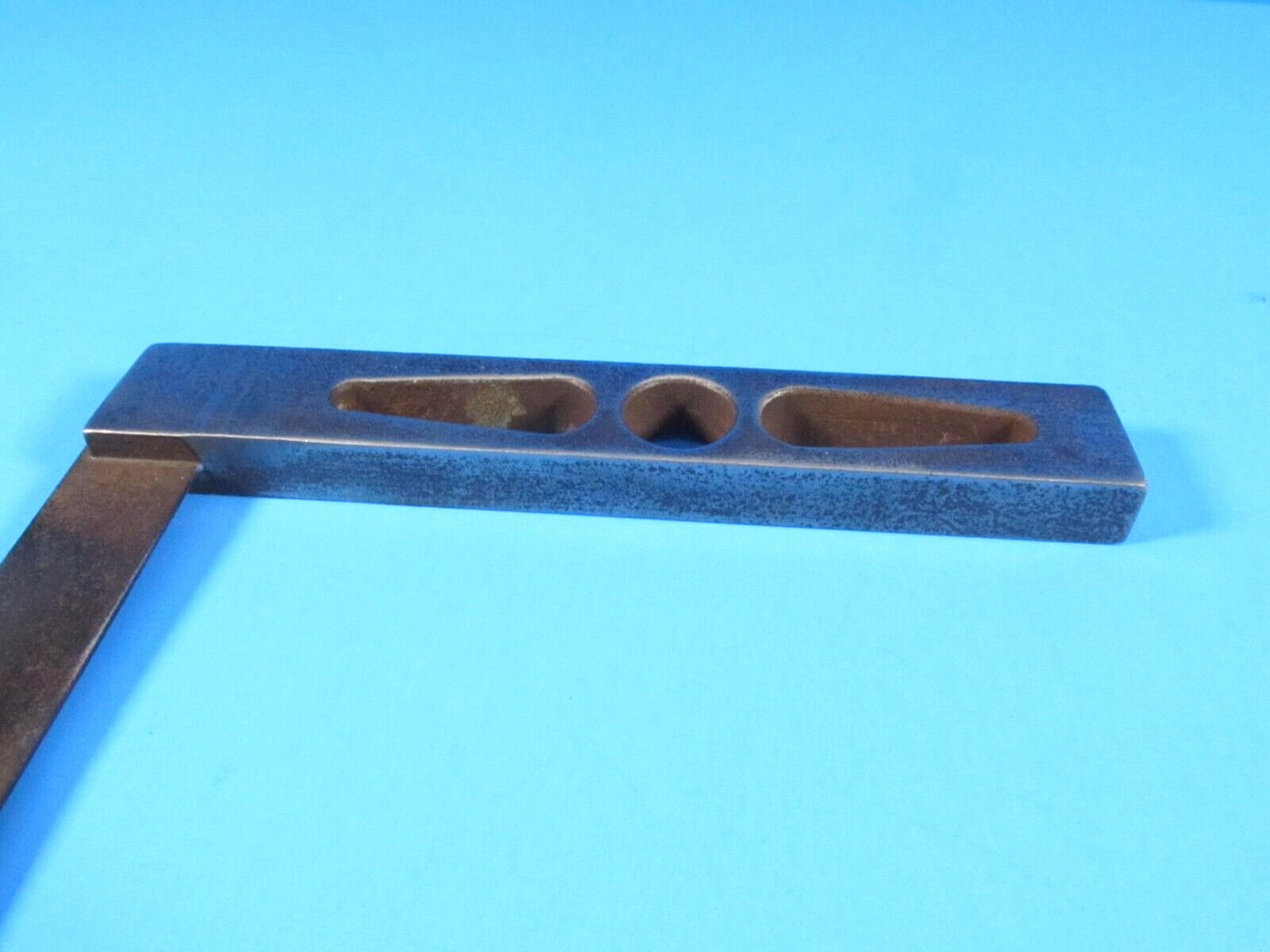 interesting unmarked 12″ try square w/ unusual handle decoration & narrow blade