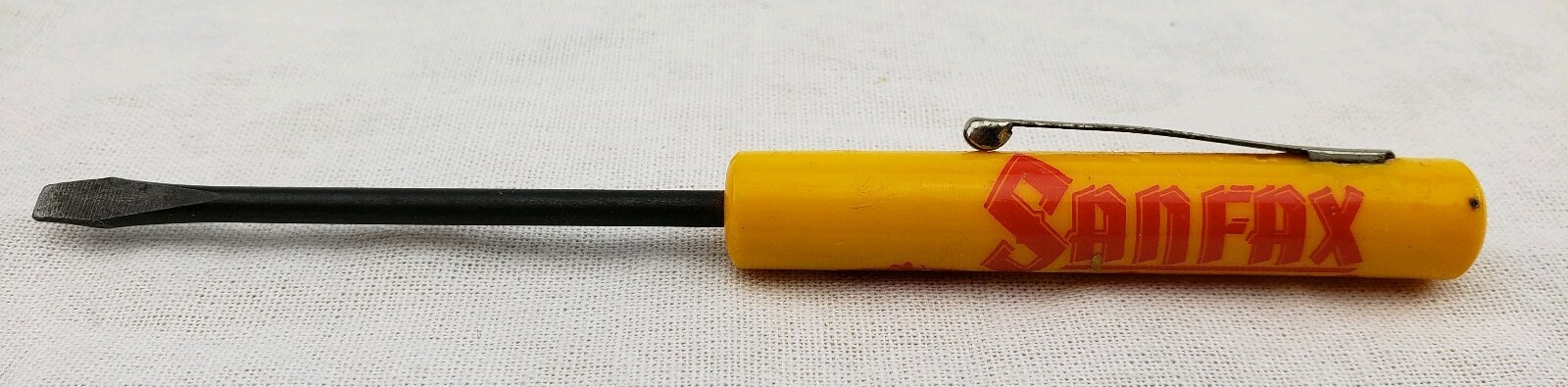 Vtg Advertising Flathead Shirtpocket Screwdriver Sanfax Corp. Chemists