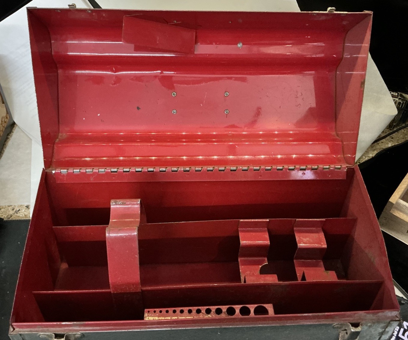 Vintage 1948-1953 Craftsman Sears Metal Toolbox Gray Hammered Steel Tool Box USA