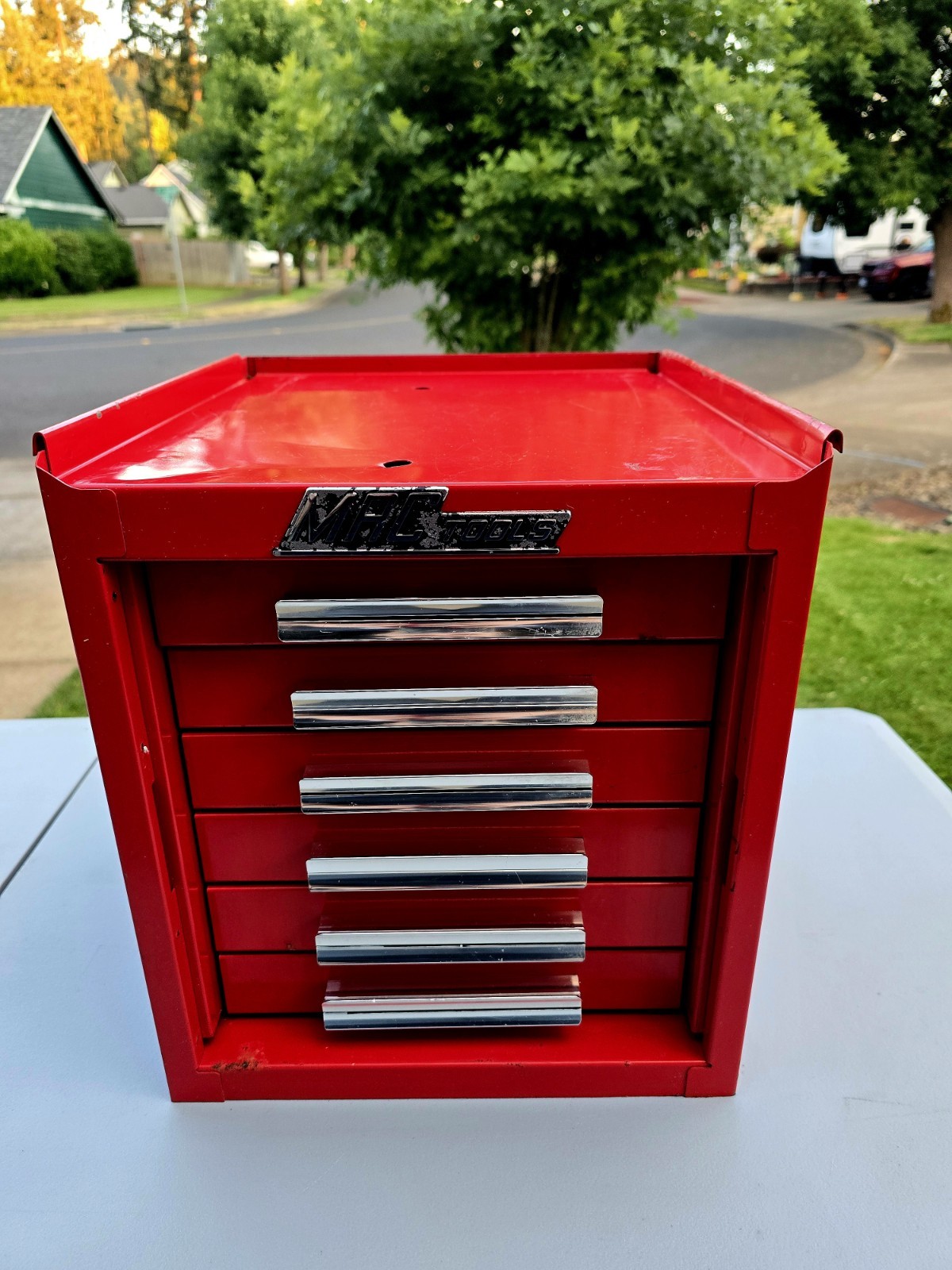 Vintage MAC 6 Drawer Top Tool Box Chest Red (Missing Door, Read Description)