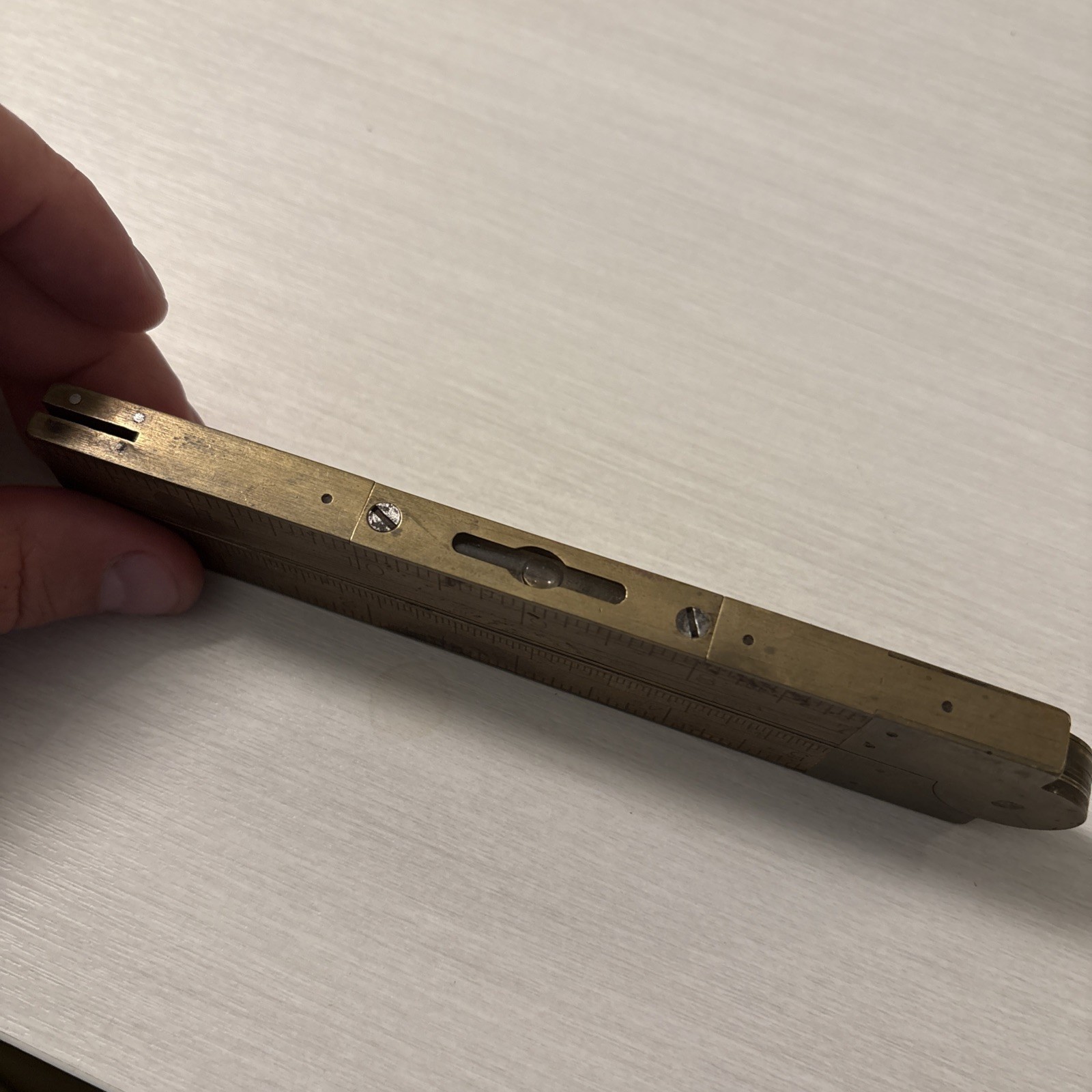 Vintage CHAPIN STEPHENS (C.S. CO.) #56 Boxwood & Brass Bound Folding Rule Level