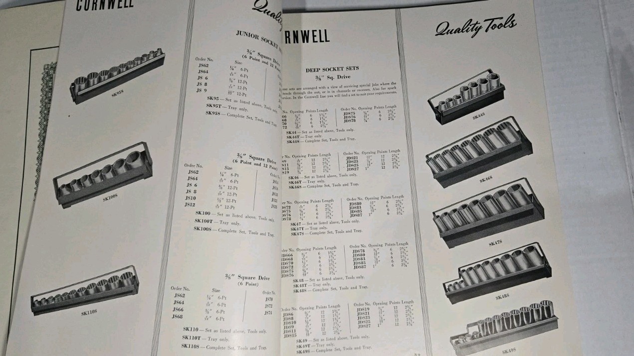Vtg 1951 Cornwell Quality Tools Catalog & Price guide