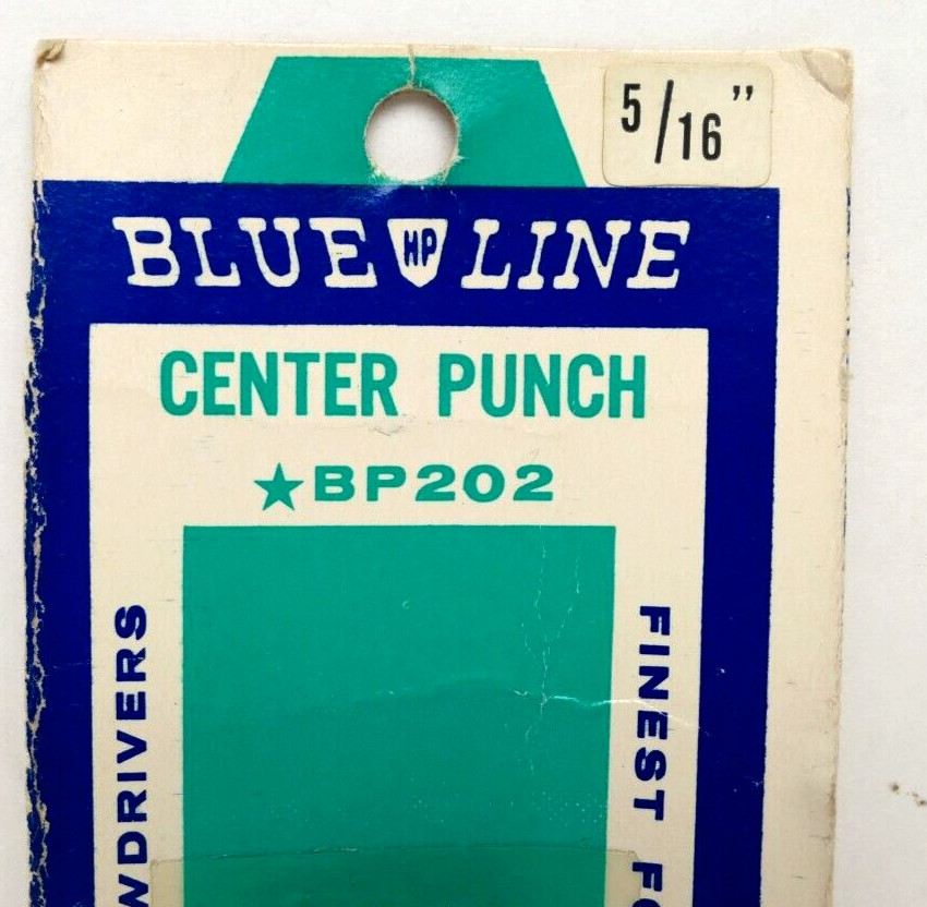 RARE Vintage H-P Tool Blue Line 5/16″ Center Punch BP202 4.5″ Long USA Made NOS
