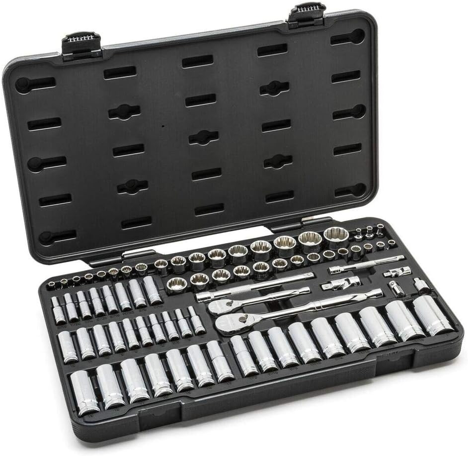 76 Pc. 1/4″ & 3/8″ Drive 12 Pt. Standard & Deep Mechanics Tool Set, Sae/Metric –