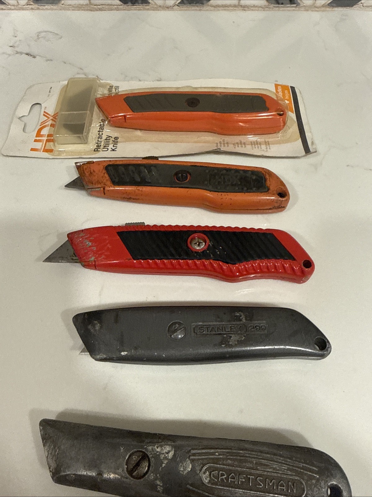 Utility Knives Set Of 5 Including Vintage Craftman And Stanley 299