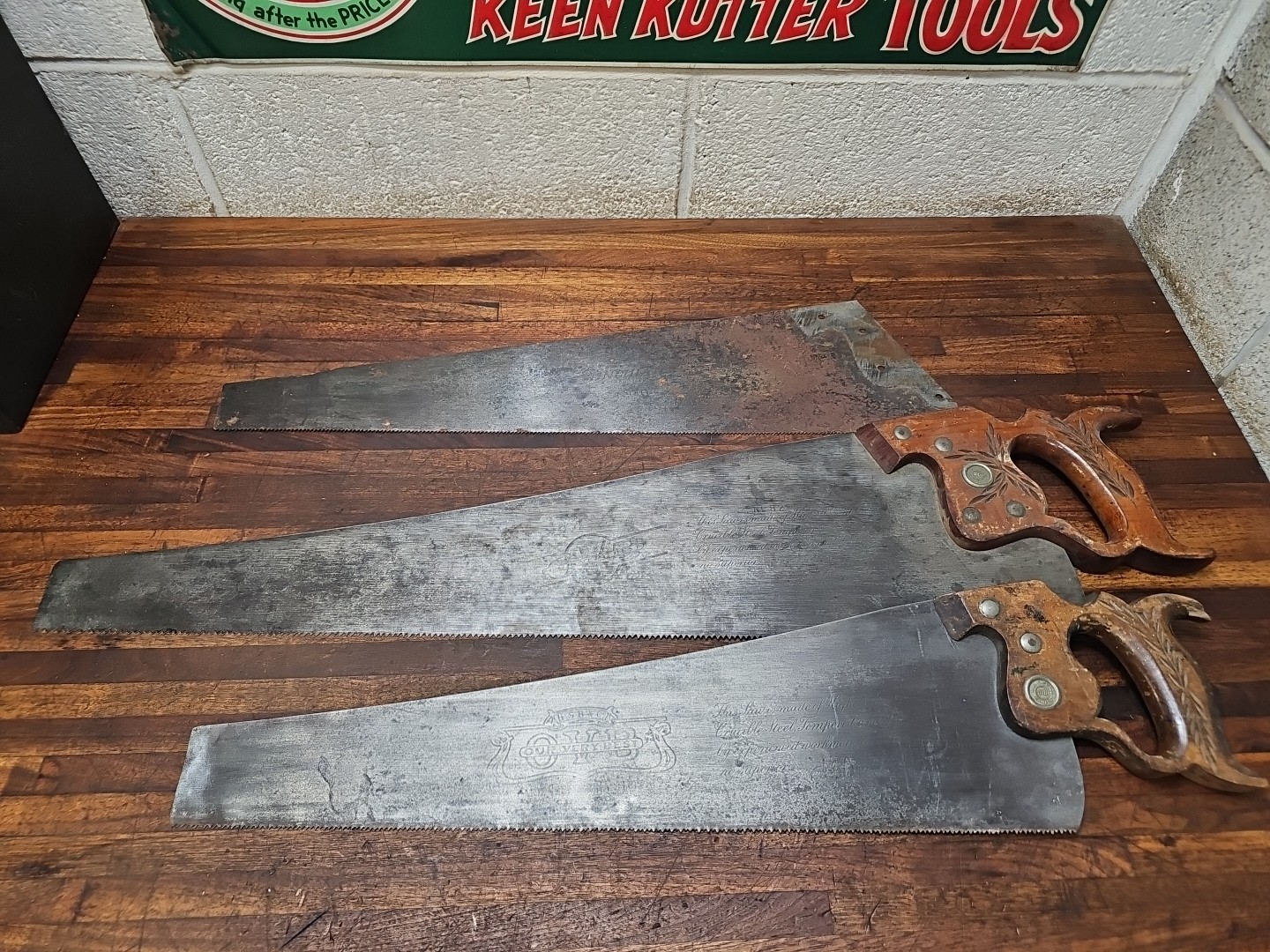 G35- 2 Antique HSB OVB Hibbard Spencer & Bartlett Handsaws + WINCHESTER PLATE