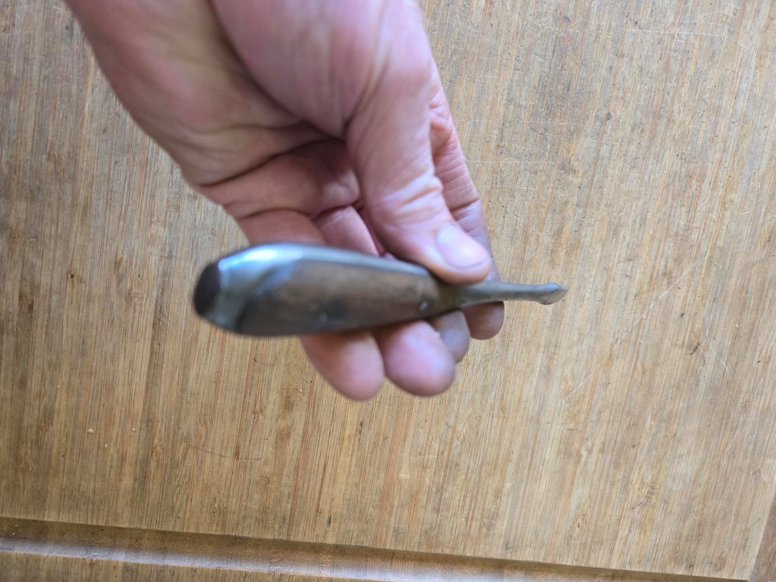 Antique German Split Wooden Handle Flat Head Screwdriver