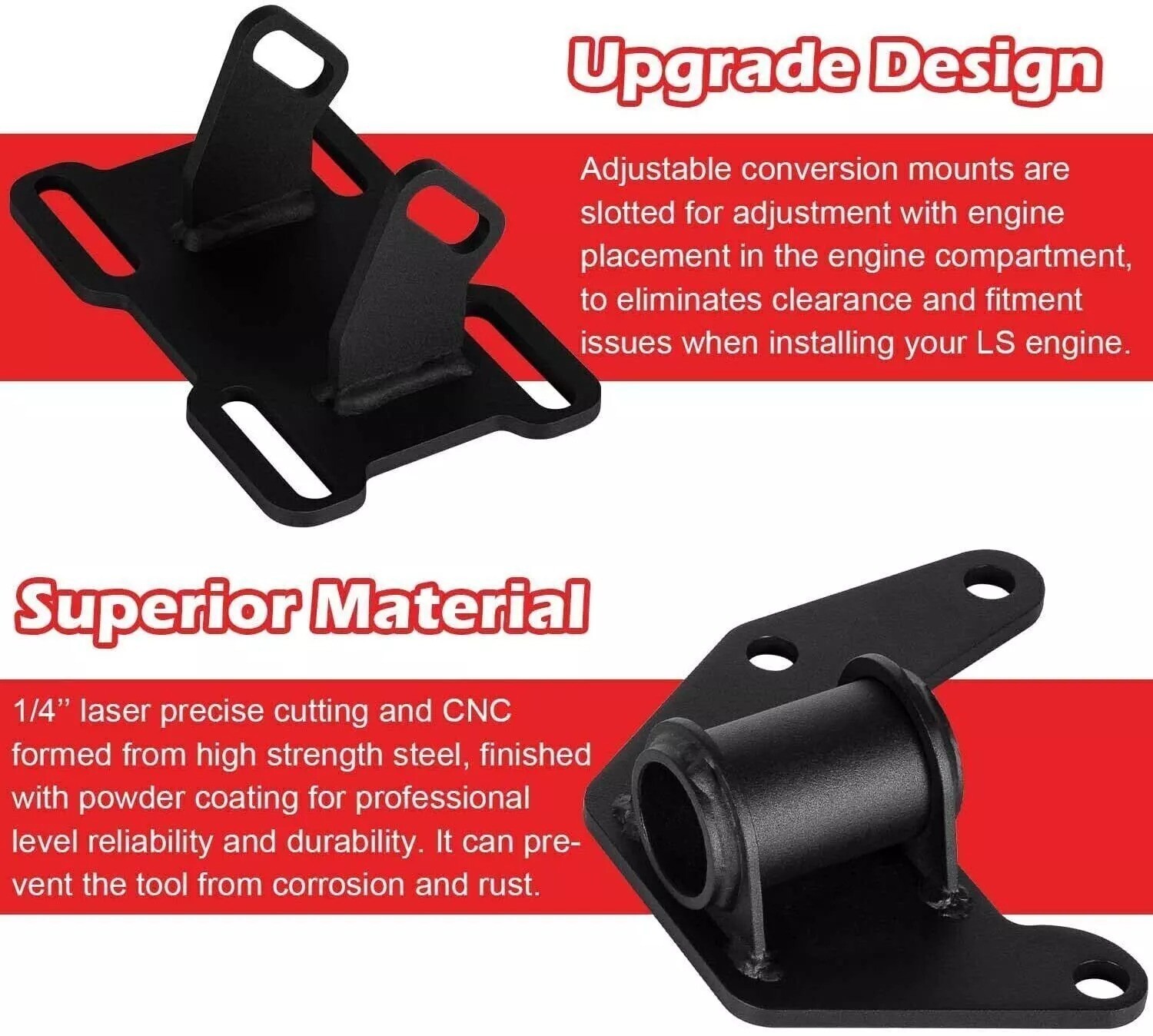 LS Conversion Engine Swap Mounts Adjustable with Hardware For GM Body 1978-1988