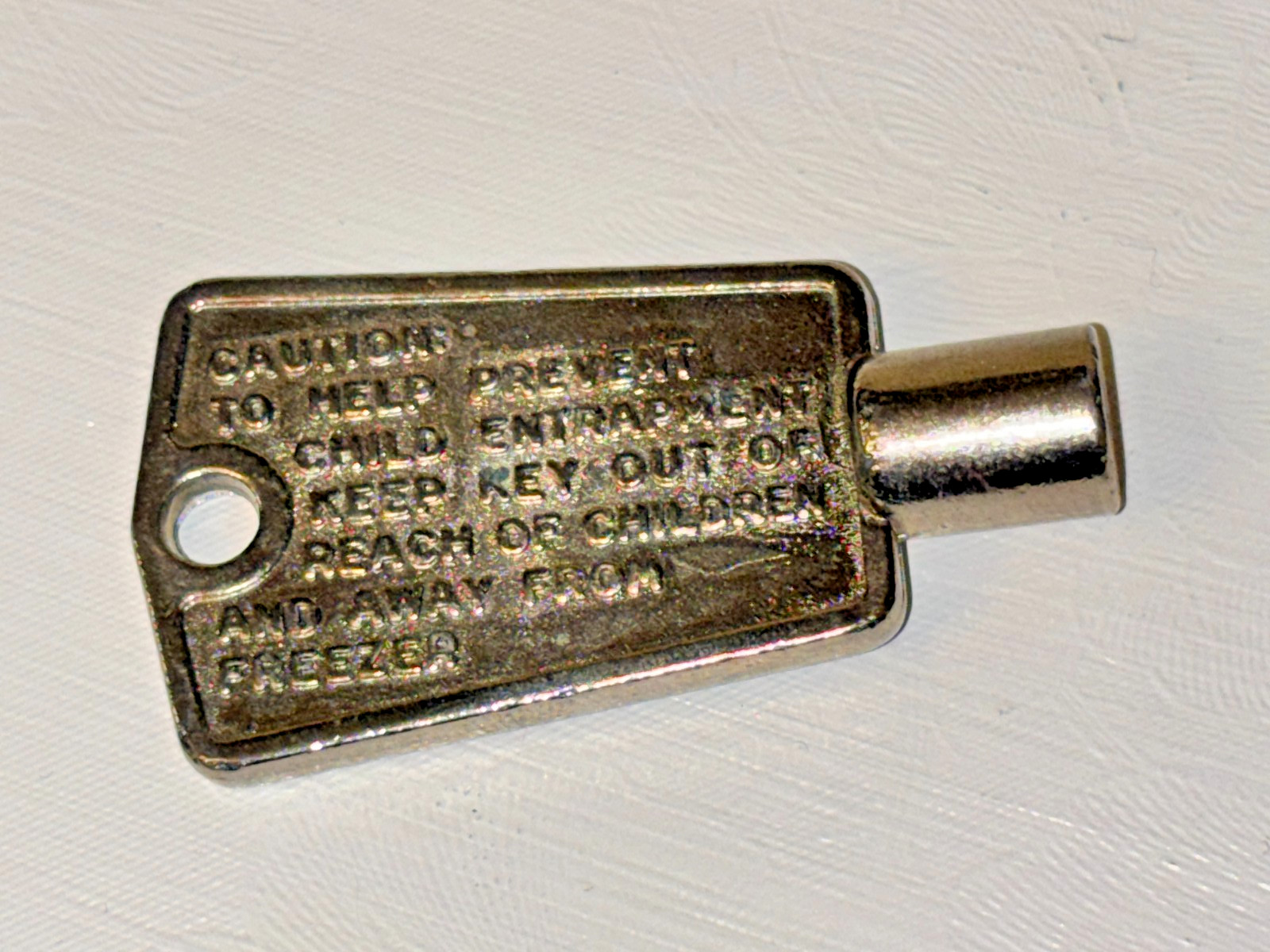 National Lock Barrel Key Cabinet Chest Freezer Refrigerator Silver Rockford Vtg