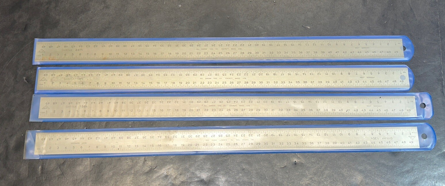4 Machinist Rule 20” Metal Ruler All Shrink Tool Co Everett Mass. West Germany