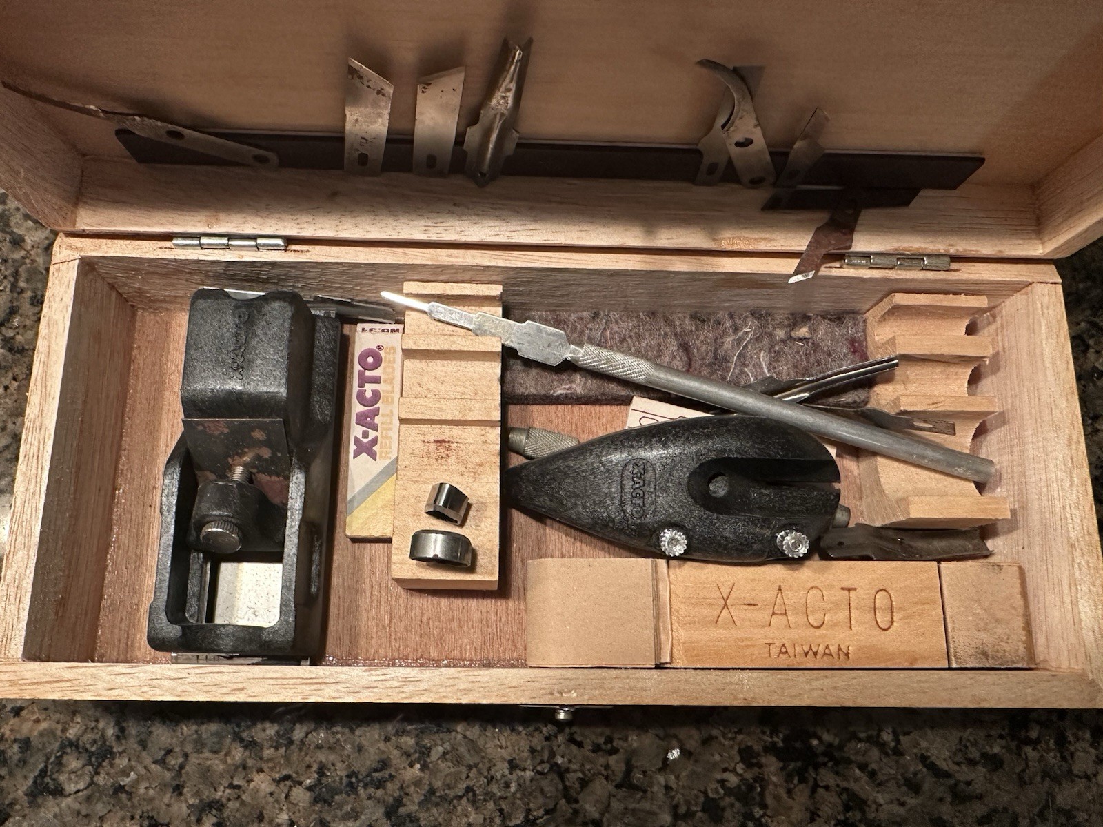 Vintage Lot Of 2 X-acto Knife Set W/ Original Wooden Box