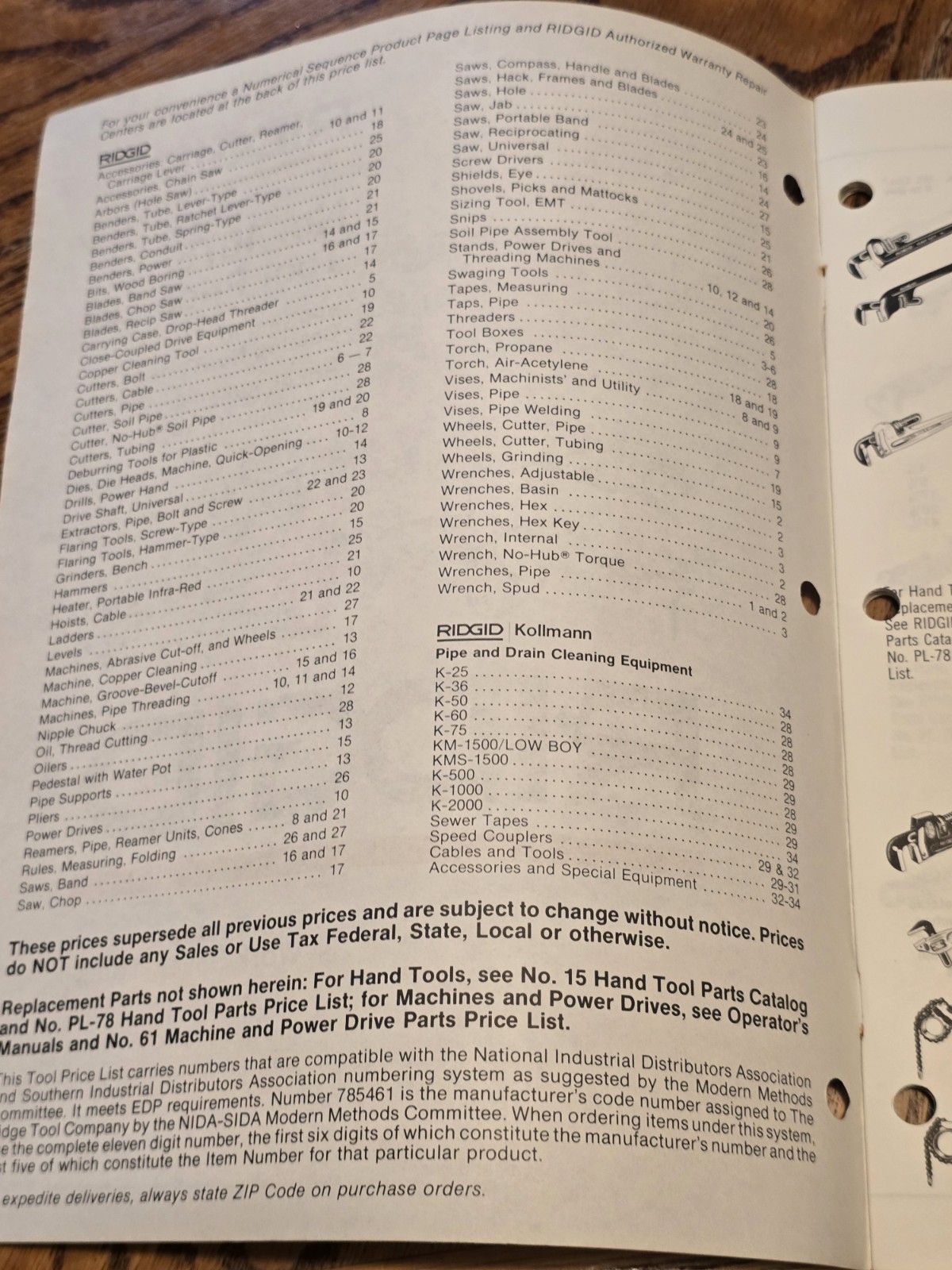 RIDGID Work Saver Tools~Tool Price List No. 1078~Oct 16, 1978~Elyria OH~VGC!