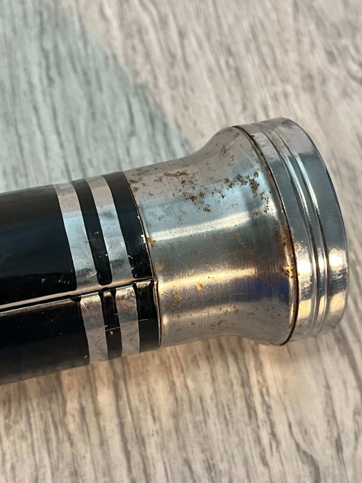 Vintage USALITE Flash Light Silver Black 6.75″ with Batteries 1960’s