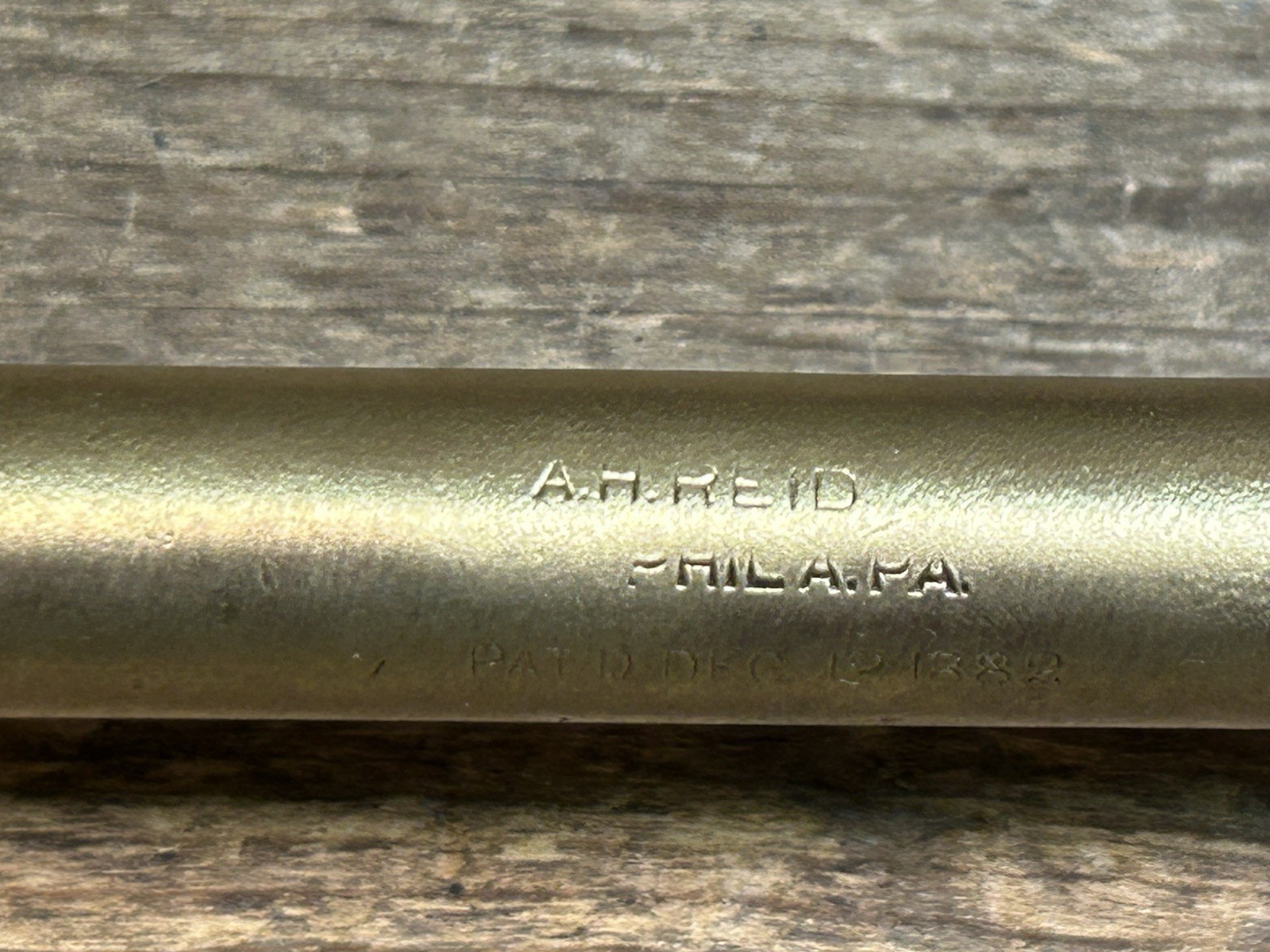 Antique A.H. Reid push screwdriver Brass w/ Walnut Handles Pat 1882