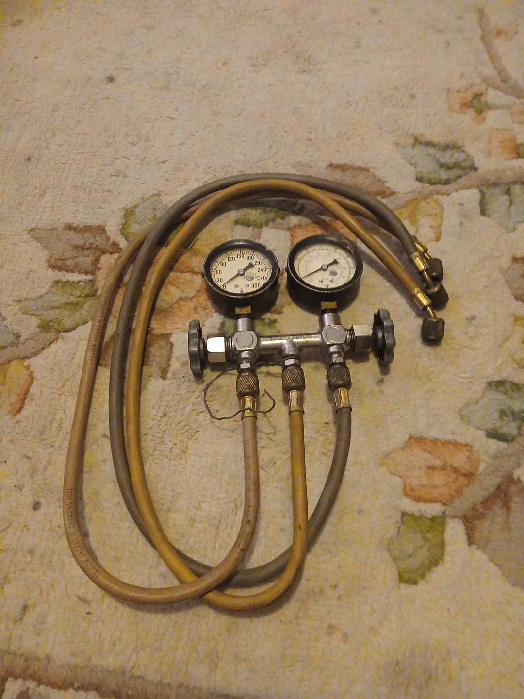 2 Vintage Jas. P. Marsh Recalibrating Guages And Brass Hoses Mueller