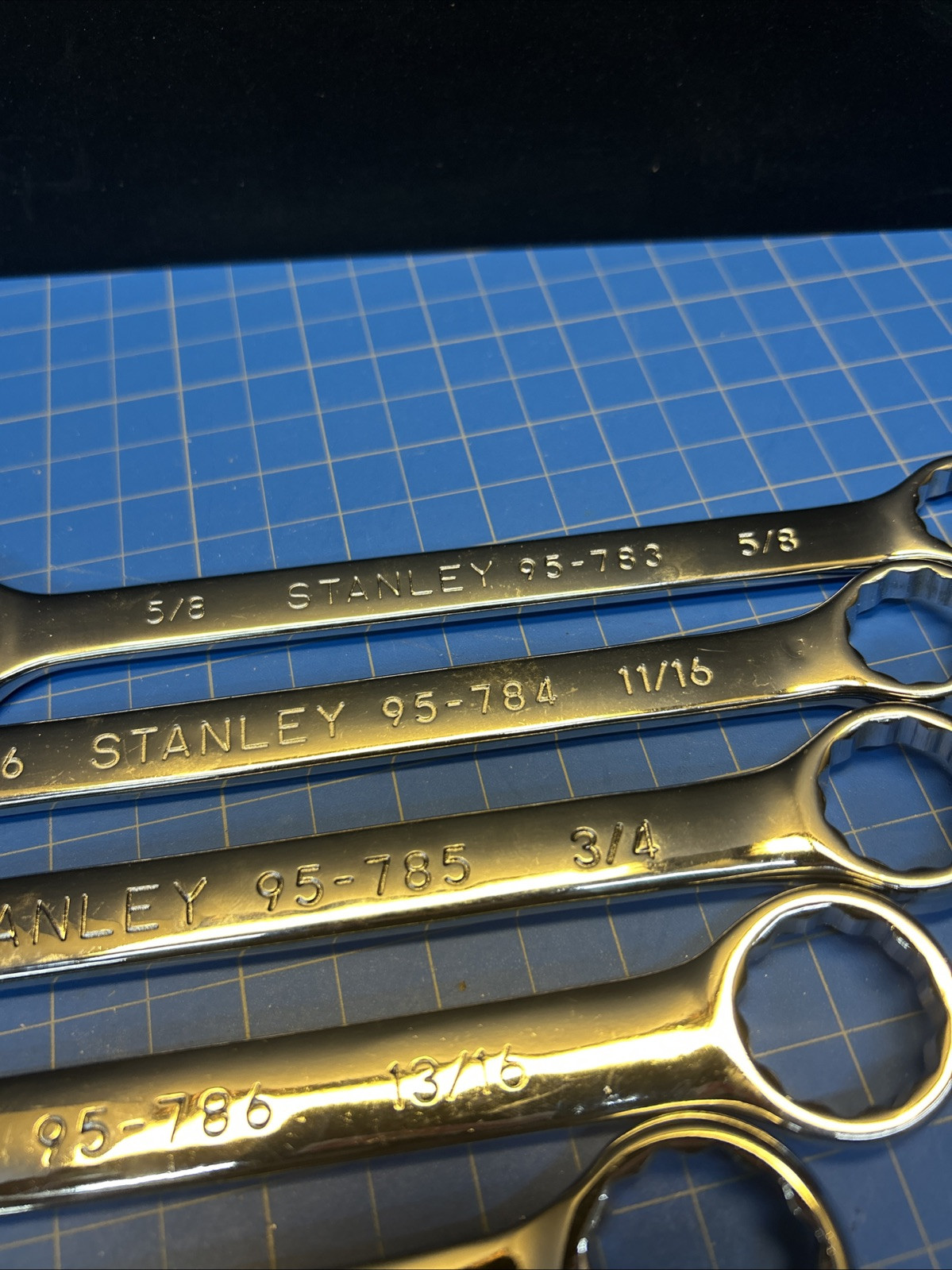Mixed Lot Of Stanley Combination Wrenches Set Of 5 7/8, 13/16, 3/4, 11/16,5/8