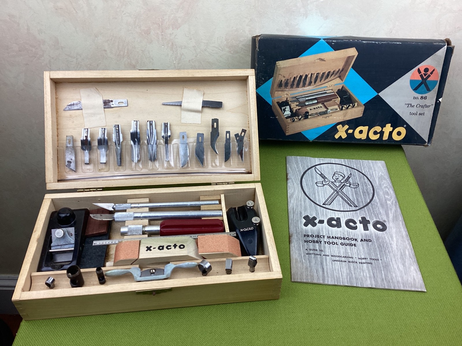1971 X-Acto No. 86 The Crafter Hobby Tool Chest Wooden Original Box Extra Tools