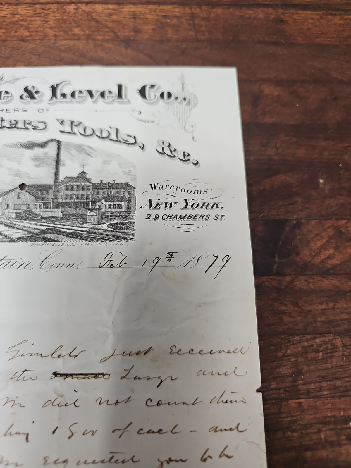 P73- ANTIQUE DATED 1879 STANLEY RULE & LEVEL signed A. STANLEY Letter