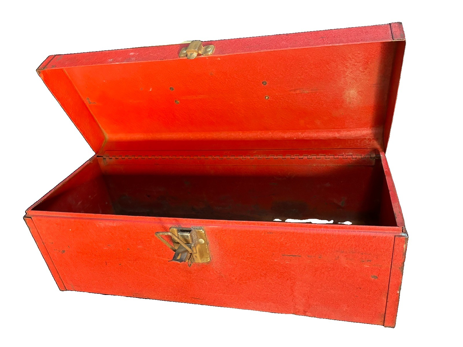 Vintage Kennedy Kits KK-19 Red Metal Tool Box Made in USA Van Wert Ohio 19″