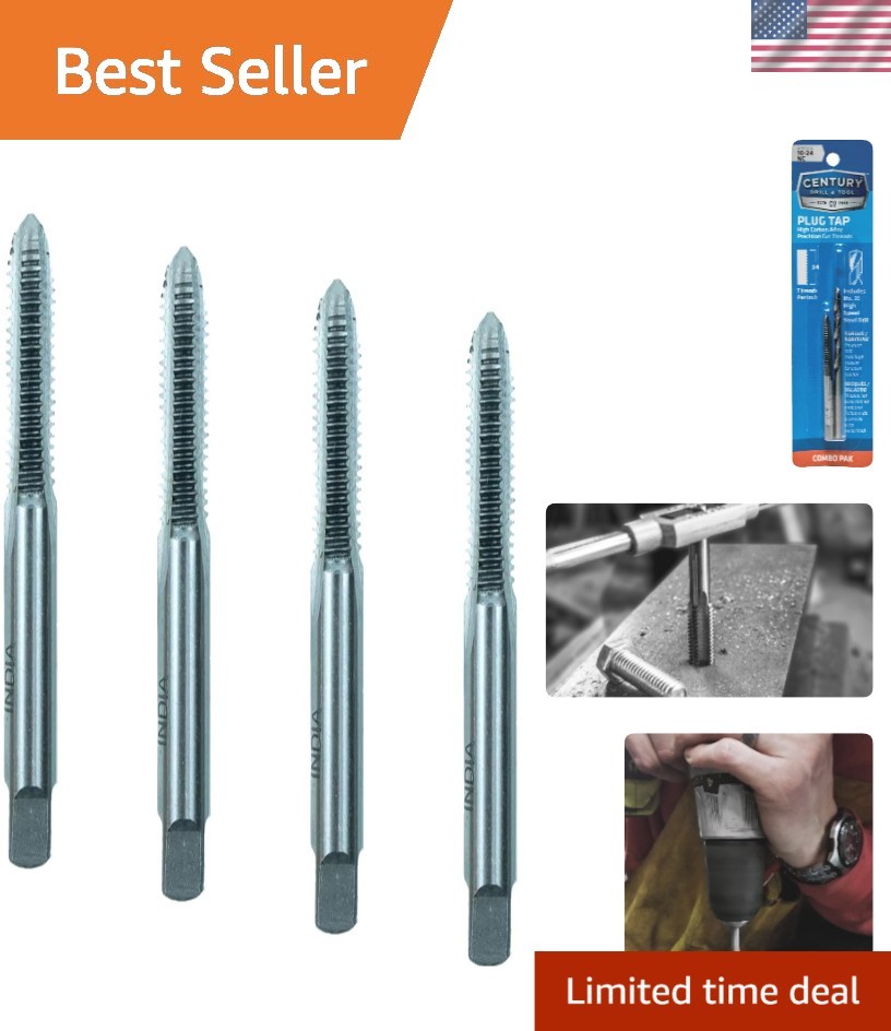 High Speed Steel Drill & Machine Screw Tap Combo, 10-24NC Pack of 4