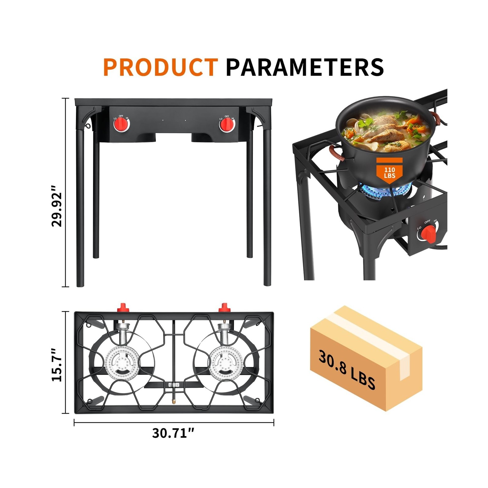 SKOK 2 Burner Propane Stove – Portable Camping Stove with 150,000BTU High Eff…