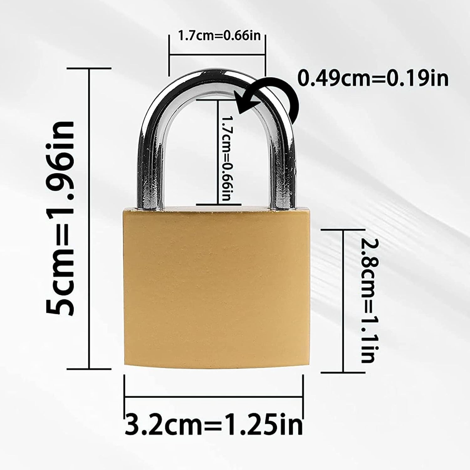 8 Pcs Stylish Keyed Padlocks, 32mm Compact Gold D Shape for Luggage & Lockers
