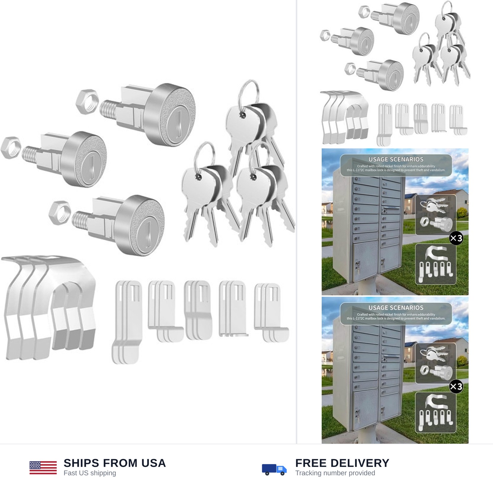 3Pcs L-1172C National Mailbox Lock Replacement for C9100 with 9 Keys | Replac…