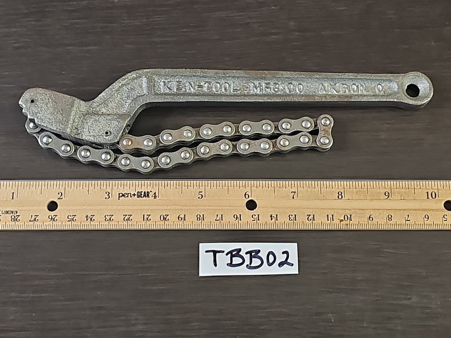Vintage Ken-Tool Mfg. Co Akron, OH G36 Chain Pipe Wrench 9” Body