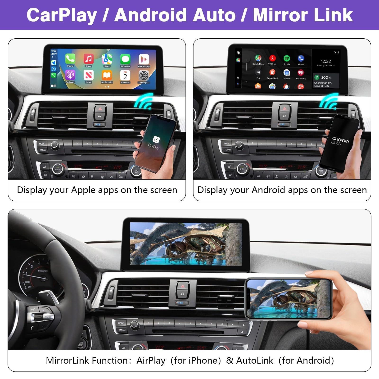 2026 Upgraded 10.25″ Touchscreen Wireless CarPlay Android Auto Receiver Compa…