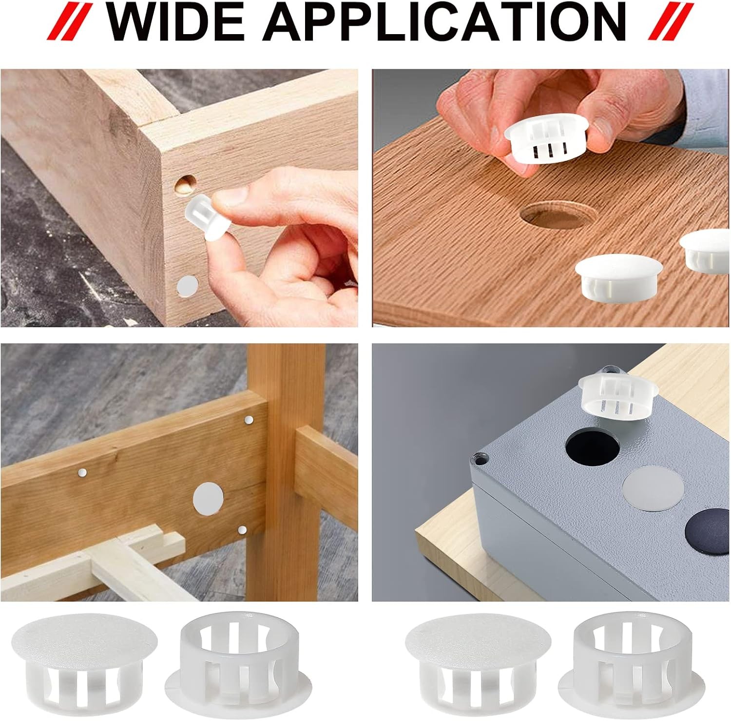 30 PCS 1 inch (25mm) Hole PlugsWhite | Plastic Flush Type, Snap in Locking, For