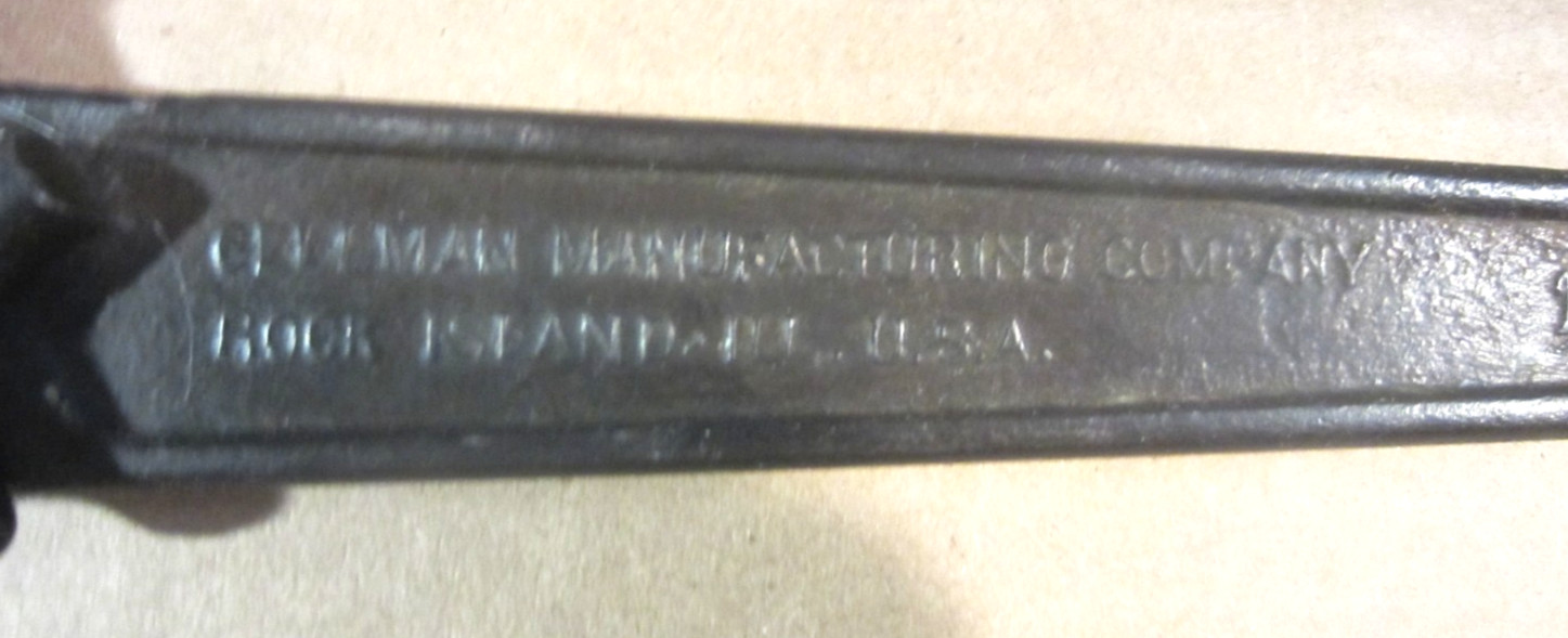 1923 Drop Forged 9 In. Gillman Mfg. Co. Adjustable Wrench – Rock Island, Ill.